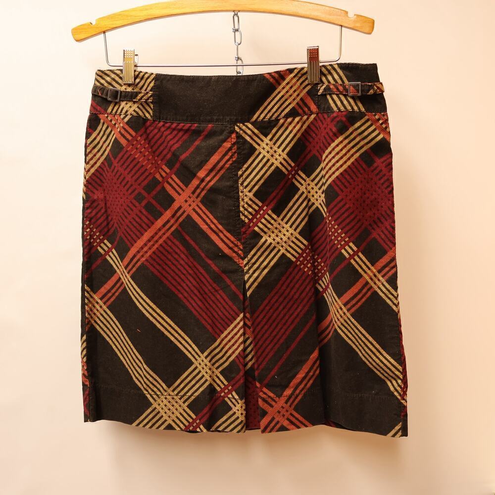 Ann Taylor Corduroy Pencil Skirt Front Pleat Hidden Zipper Multicolor Pattern